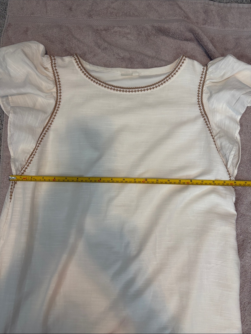 GAP White Shift Dress with Brown Contrast Stitching and Pockets - Picture 6 of 6